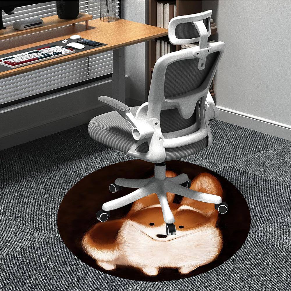 1 шт. Круглый коврик с ушками собаки для офиса, коврик, подходящий для офиса, под офисные стулья, спальни, гостиной, домашнего декора, декора комнаты