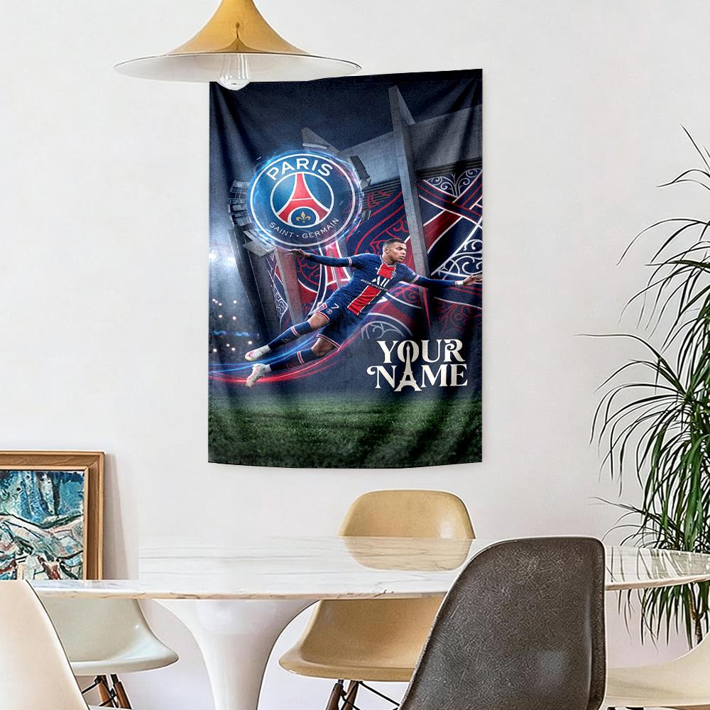 Mbappe Custom Your Name Wall Decor Tapestry Art For Pet Memorial Birthdaywedding Party Backdrop Family Gift