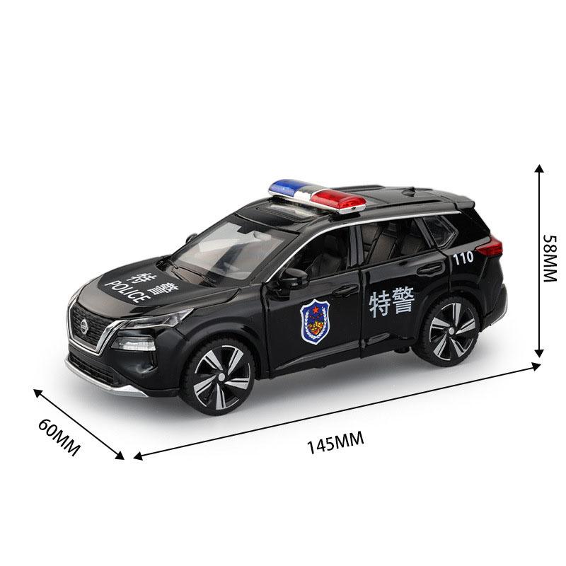 1:32 Бронированный автомобиль Dongfeng Mengshi X-trail Полицейские машины Модель Игрушка Рулевое колесо Оттяжка Звук Свет Модели Сплав Литье под давлением Игрушки