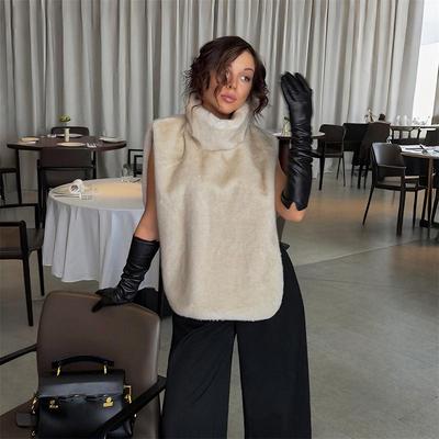 Модный жилет из искусственного соболя, укороченный топ, осенне-зимний водолазка, эко-норка, майки, безрукавная куртка, пальто