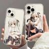 Ins Чехол для телефона с аниме-девушкой для iPhone 16 15 14 13 12 11 Mini Pro Max X XR XSMax 7 8 Plus SE20 Прозрачный чехол