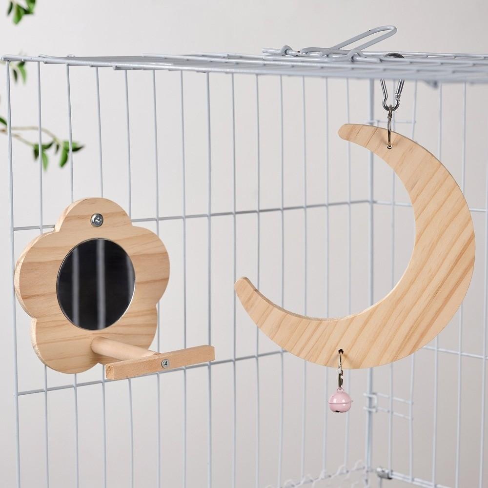Bite Resistant Bird Flower Mirror Toy Hanging Parrot Swing Toy Parrot Swing Stand  Cage Accessories
