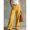 2026 Womens Cotton Linen Blend Wide Leg Pants Solid Color High Waist Loose Casual Trousers Daily Wear