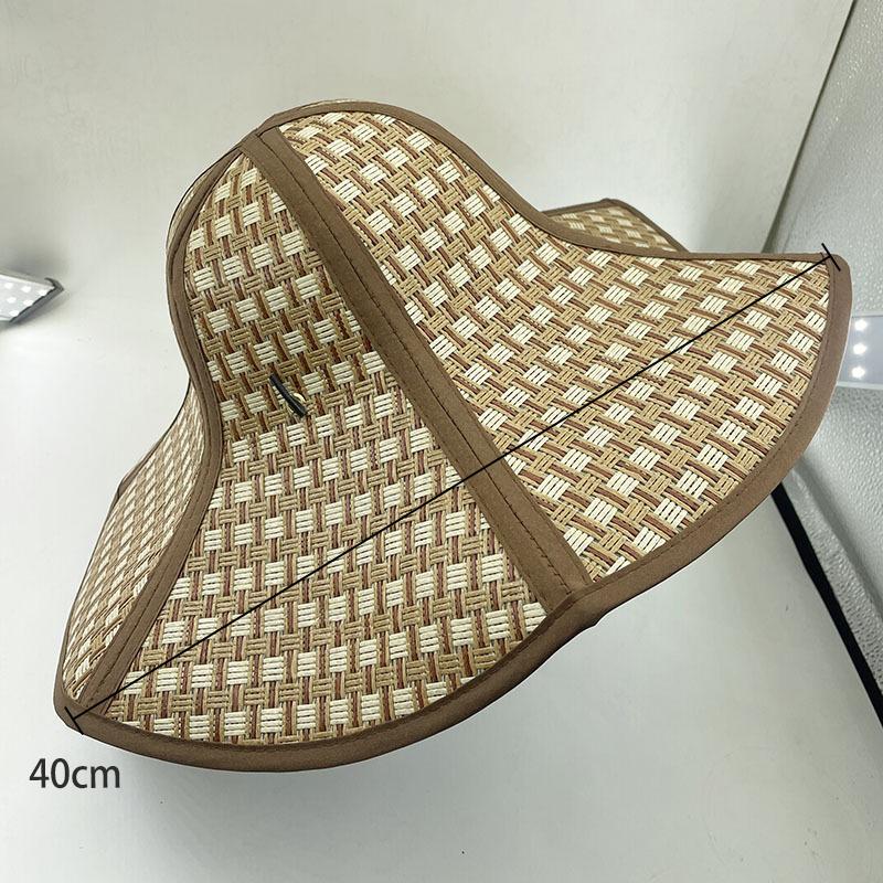 Foldable Straw Hat Practical Sun Protection Farming Beach Hat Large Eaves Fan Cap Hexagonal Hat Fan Cap