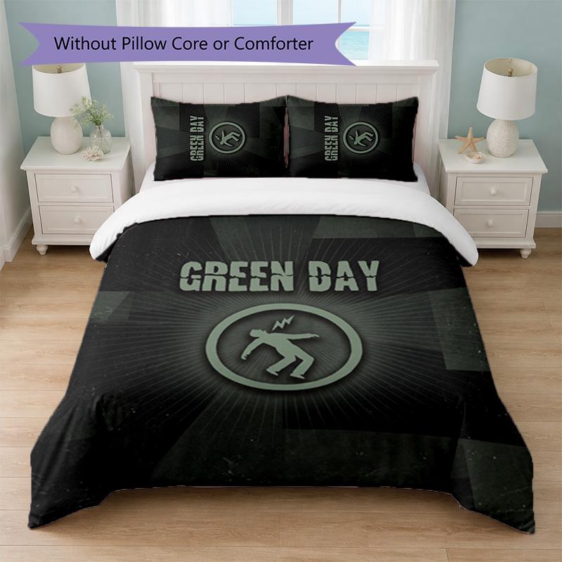Green Day Print 3Pcs Bedding Set Duvet Cover With Two Pillowcases Soft Bed Linen For Household Bedroom