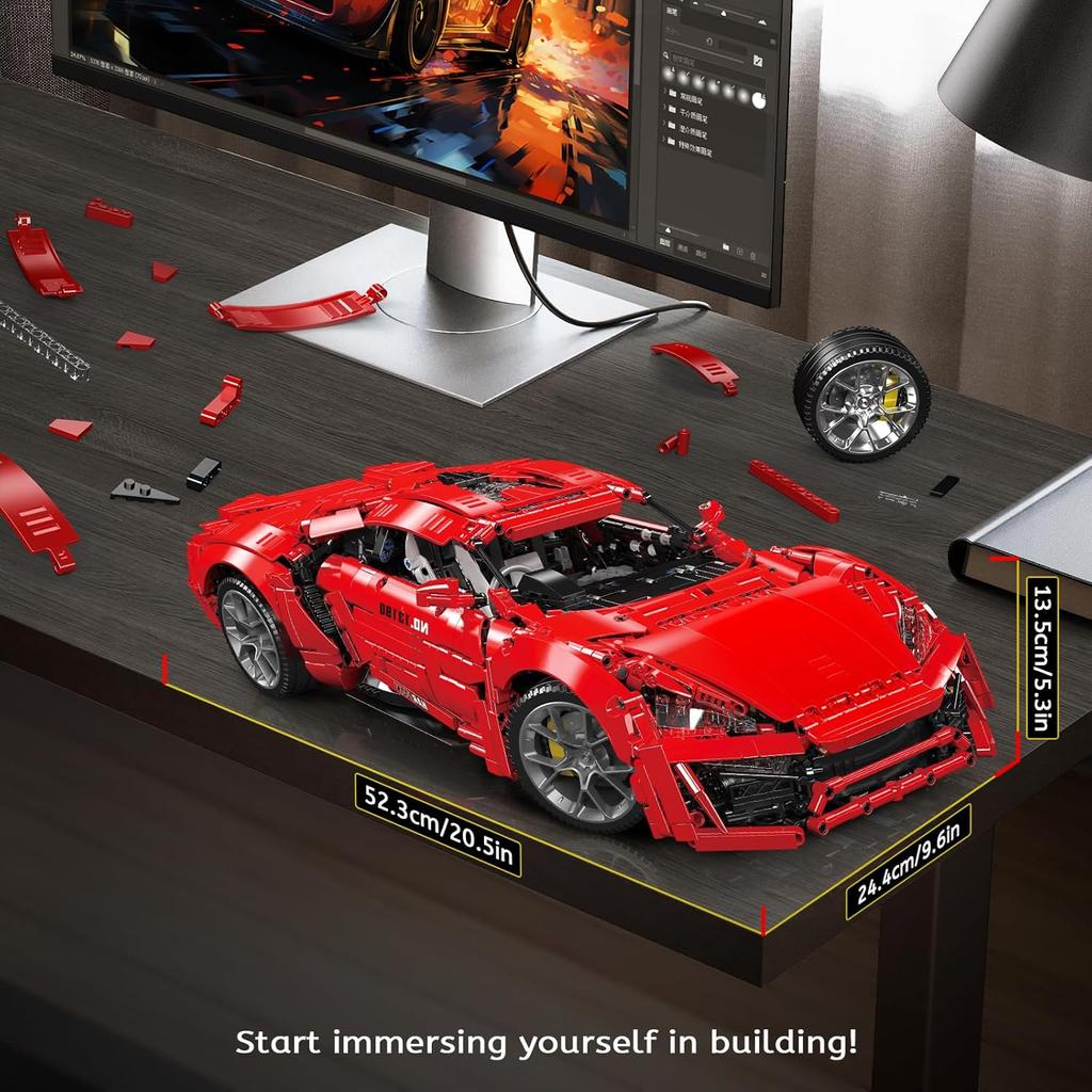 MOULD KING 13190 Технический автомобильный строительный блок с дистанционным управлением Lykan Hypersport гоночная модель автомобиля сборка кирпичные игрушки детский подарок