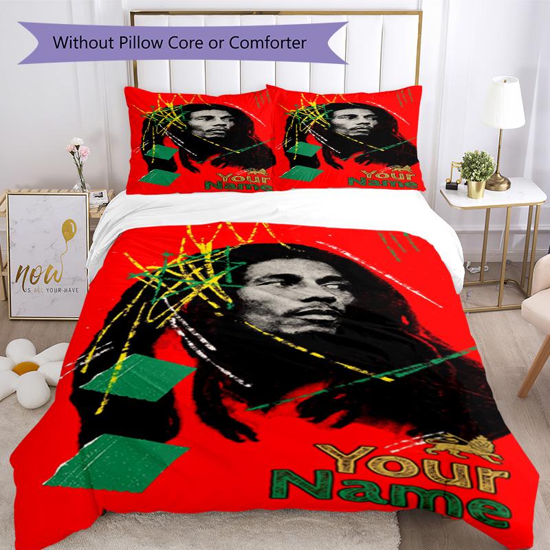 Bob Marley Personalized Name Bed Sheet Set Design for Living Rooms Wrinkle Resistant Home Decor Wedding Party GiftLuxury Gift for Birthday,