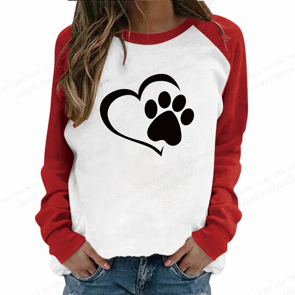 Женские толстовки с круглым вырезом, модные спортивные костюмы с 3d принтом животных, собак, лап для девочек, спортивные костюмы большого размера, пуловер, одежда с длинными рукавами, пальто