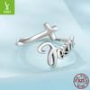 Cross-Border Explosion S925 Sterling Silver Cross Letter Open Ring Men'S And Women'S Creative Personality Ring