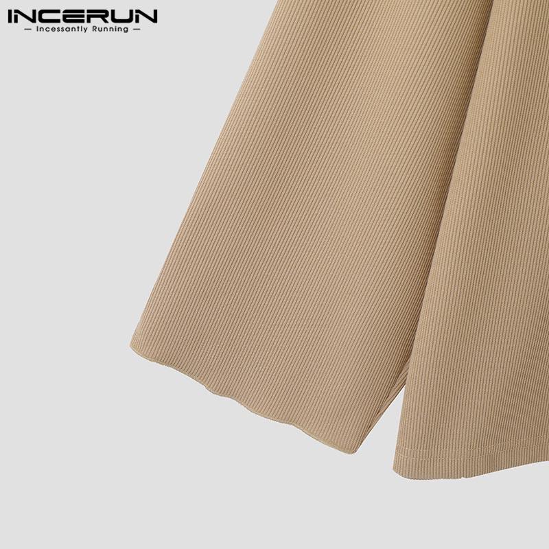 INCERUN Men Spring Long Sleeve Bow Tie Knitted Tops Lapel Loose Pullovers