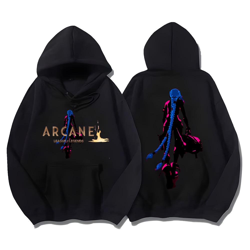 Arcane Толстовки Джинкс Классический Эстетичный Принт Одежда Осень Зима Простые Свитшоты Женщины Мужчины Y2K Пуловеры Одежда