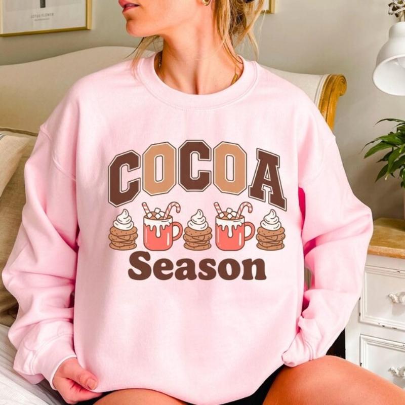 Cocoa Season Sweatshirt, Cozy Winter Gear, Hot Chocolate Lovers Gift, Holiday Apparel, Unisex Crewneck Christmas Winter Hoodie