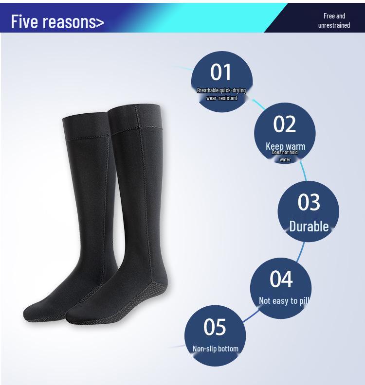 Водонепроницаемые носки для снорклинга YALISI 3 мм: Теплые, Нескользящие, Морозостойкие Носки для Пляжа и Дайвинга для Мужчин и Женщин