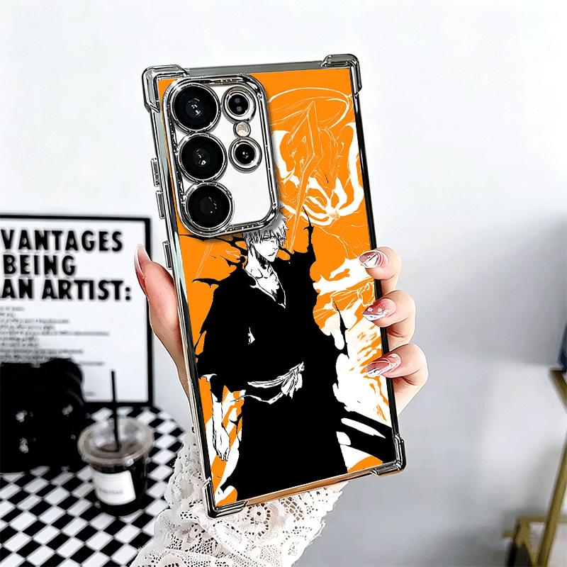 Bleach Kurosaki Ichigo Plating Phone Case For Samsung Galaxy S24 S25 FE S26 Edge S23 Ultra S22 S21 Plus S20 Anti-Fall Airabag Co