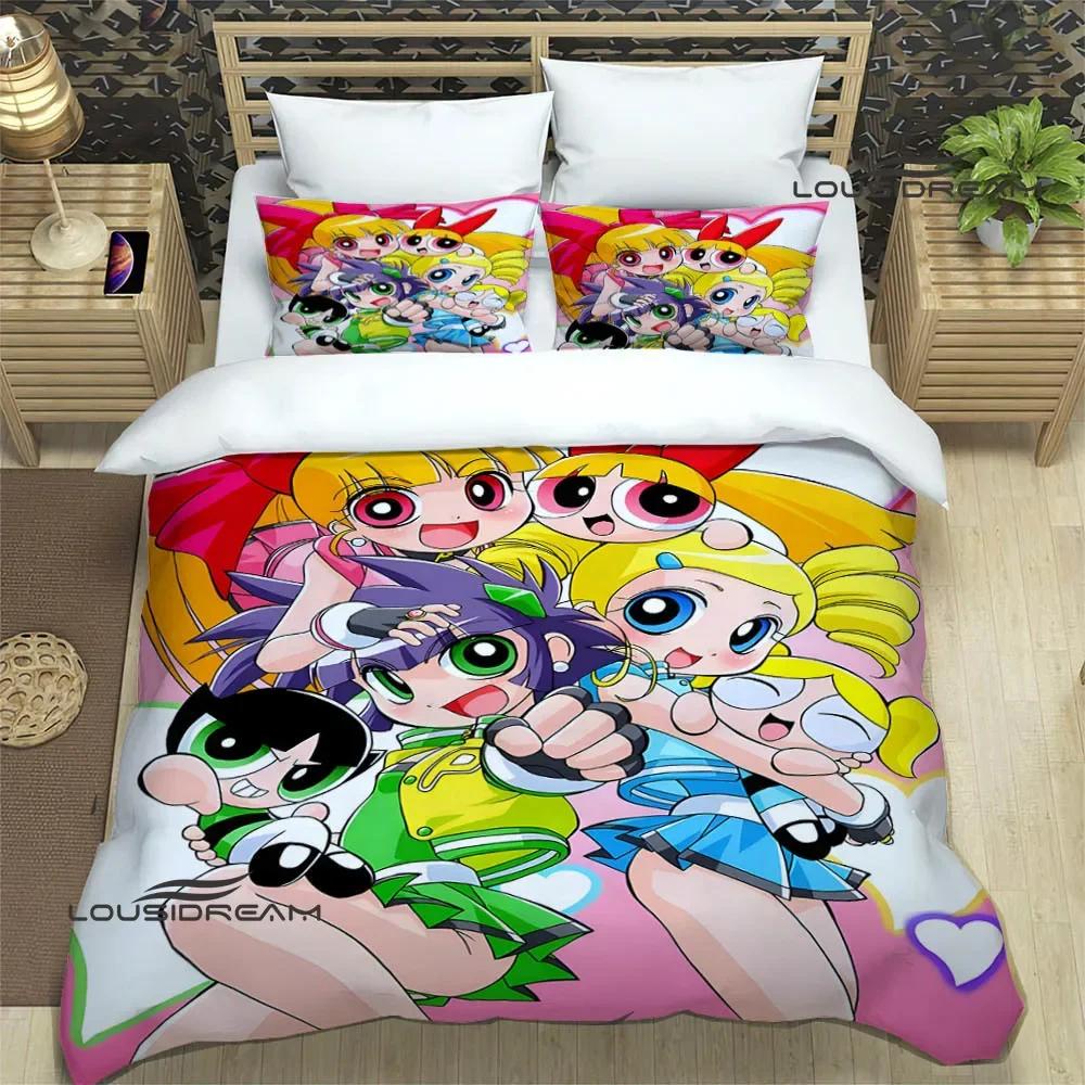 3D Мультяшные комплекты постельного белья P-Powerpuff-Girls изысканный набор постельных принадлежностей пододеяльник набор одеяло комплект постельного белья роскошный подарок на день рождения