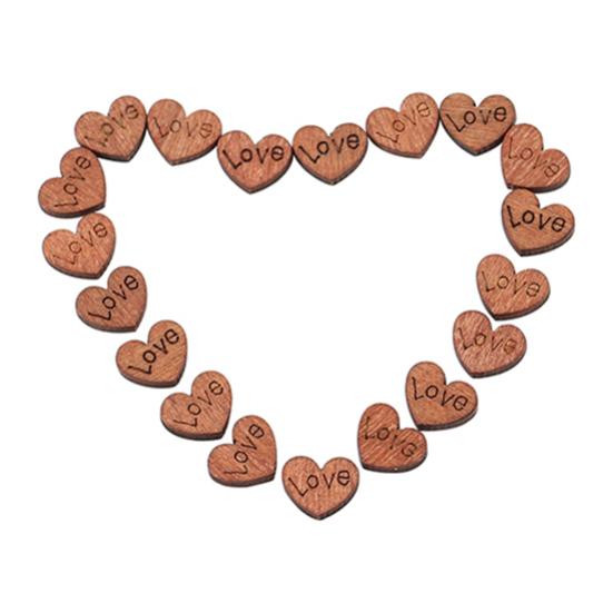 100Pcs/Lot Love Heart Shape Wood Sewing Appointment Wedding Decoration Buttons