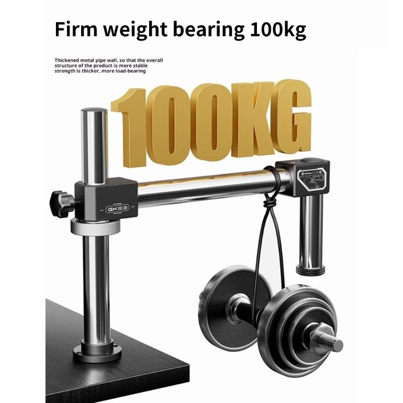 652F Microscope Articulating Arm Stand 360 Rotating Double Arm Boom Stand Clamps