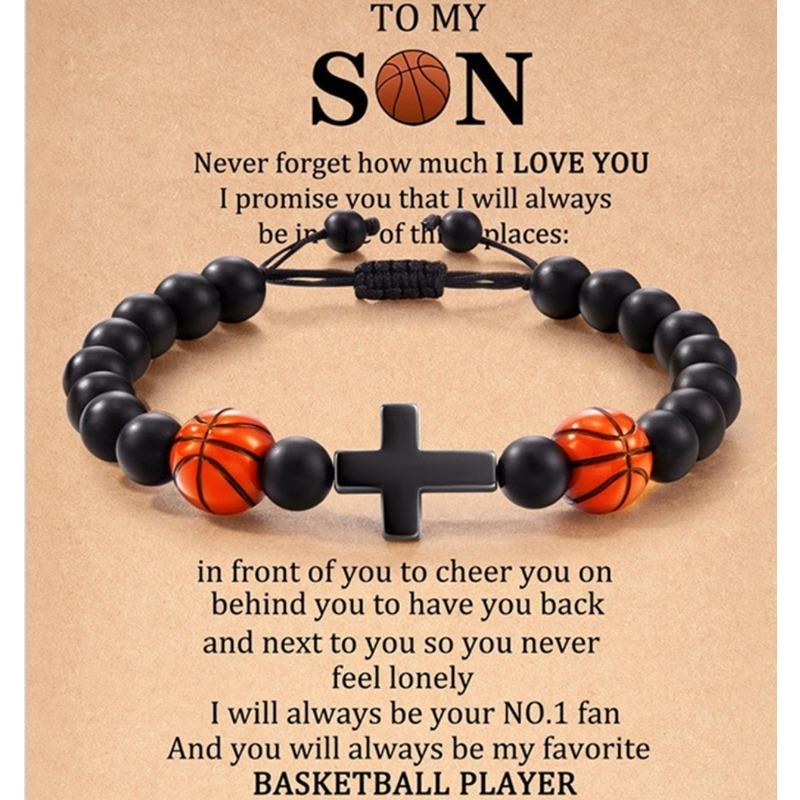 1 шт. спортивный ветряной футбольный бисер крест на руку веревка, спортивный мяч черный камень бисер плетение регулируемый браслет с картоном