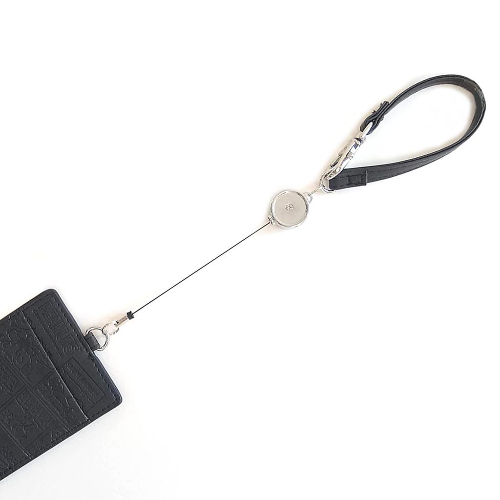 Чехол для пропуска Snoopy Чехол для пропуска с ремешком для катушки Стильный чехол из искусственной кожи с милым тисненым дизайном All Comics Черный чехол для карты IC