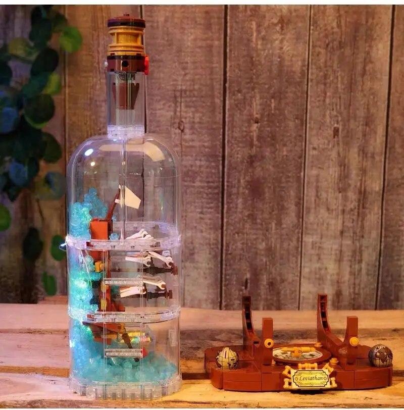 Корабль в бутылке, дрейфующие лодки, строительные блоки, кирпичные лепинблоки, детские развивающие игрушки, рождественские подарки для мальчиков