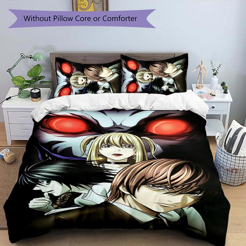 Death Note 3pcs Bedding Set Duvet Cover Closure Includes 1 Duvet Cover & 2 Pillowcases for All Seasons Bedroom Home Dorm Decor
