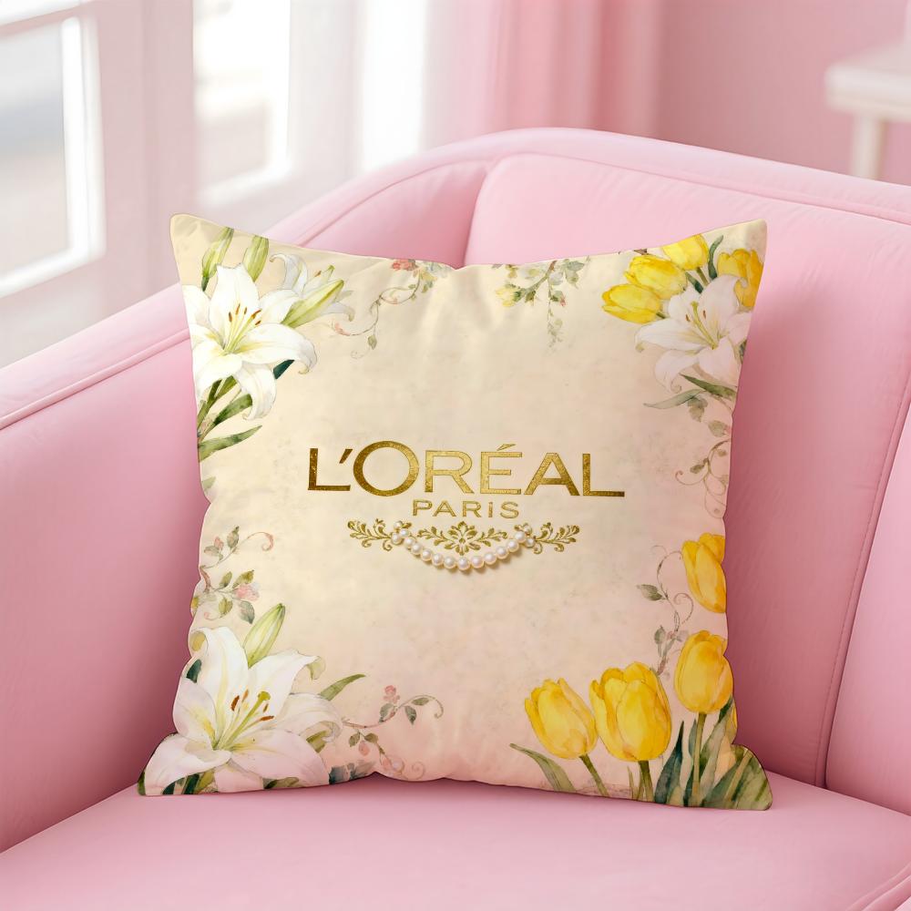 Fashion Luxury French Brand LLOreal SA Cushion Cover Pillow Case Soft Skin Friendly Fabric Concealed Zipper