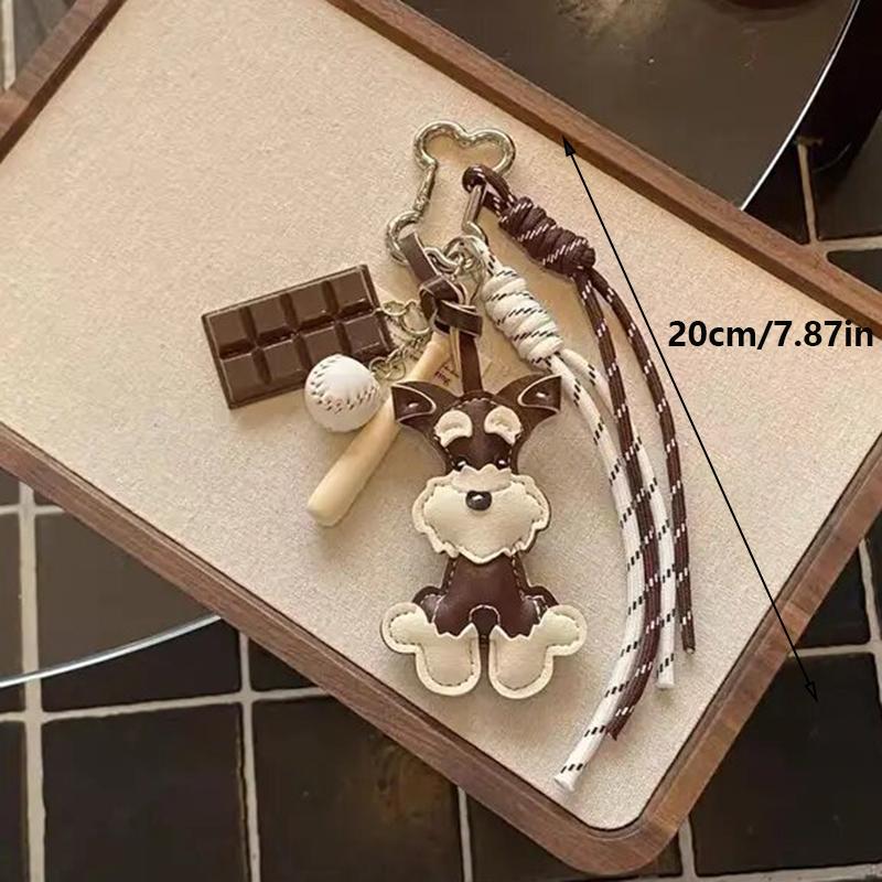 Yogodlns Мультяшная ПУ кожаная симпатичная сумочка шнауцера подвеска для женщин собака шоколадный рюкзак украшения