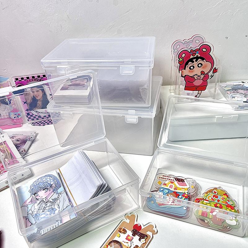 Ins Прозрачный пластиковый ящик для хранения Держатель для фотокарт Настольный органайзер для хранения Классификационная коробка Канцелярские принадлежности