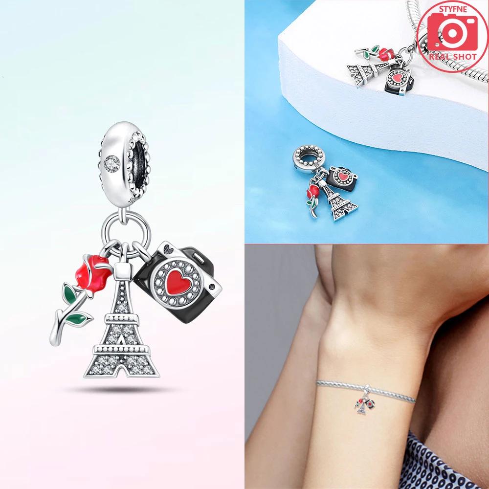 Exquisite Charms Copper Original Yellow Sunflowers Coconut Trees Roses Beads Fit Bracelet Women Jewelry Necklace Diy Gifts