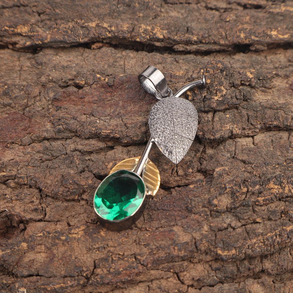 Зеленый Изумрудный Камень Подарок Дочери Юбилей Свадьба Подвеска Ювелирные Изделия 925 Серебро PP-55-8