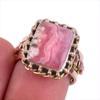 Натуральный драгоценный камень родохрозит, двухцветное кольцо из стерлингового серебра 925 пробы, размер 6,5 p0M17