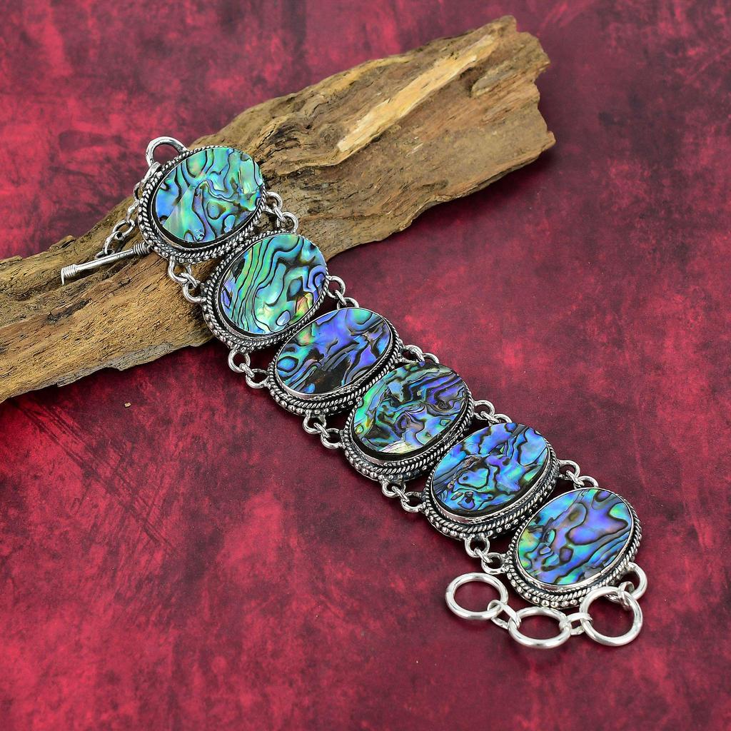 Ювелирные изделия ручной работы из драгоценного камня в виде раковины морского ушка, комплект ювелирных изделий из стерлингового серебра 925 пробы, браслет и ожерелье, подарок на День Благодарения