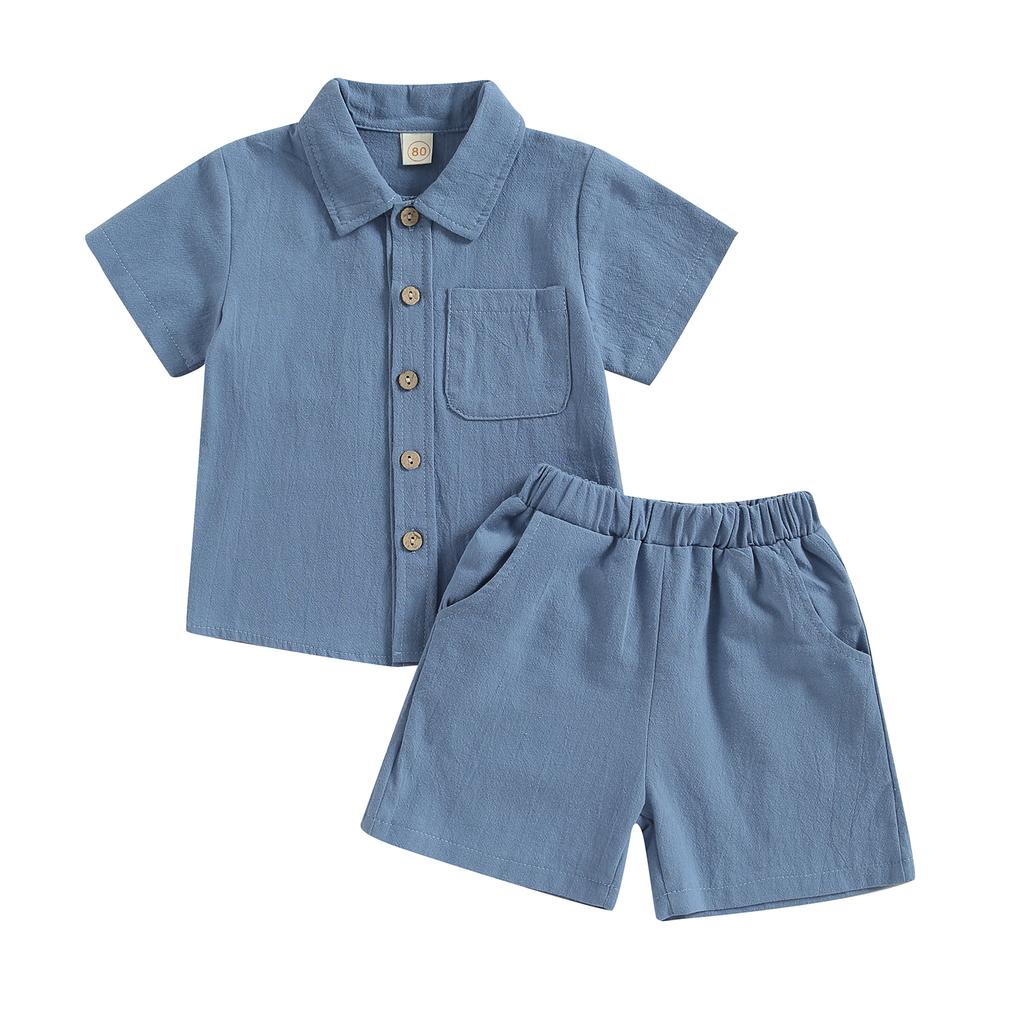 6M-4Y Summer Baby Boy Clothes Sets Toddler Infant Kid Solid Color Shirt Tops Shorts Casual Outfits Soft Summer Clothing