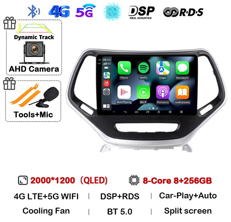 Android 14 Carplay Auto WIFI+4G для Jeep Cherokee 5 KL 2014 2015 2016 2017 2018 GPS автомобильный радиоприемник мультимедиа видеоплеер стерео