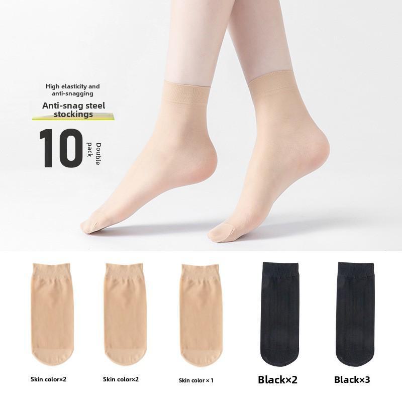 Женские прозрачные нескользящие короткие носки Bonas - весна/лето, тонкий кристаллический шелк, хлопковая подошва, анти-цепляние, износостойкие.