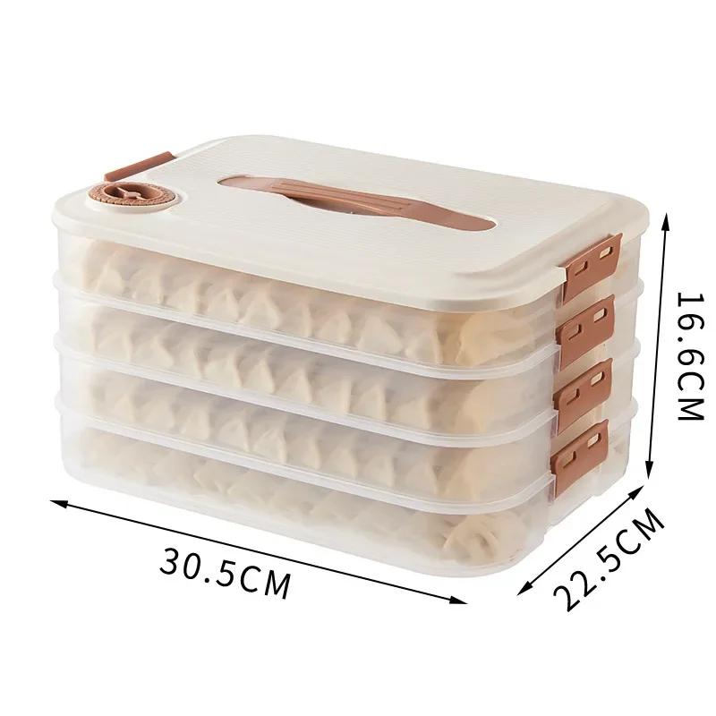 1/2/3/4 Layers Food Storage Box Refrigerator Frozen Food Box with Event Recording Knob Dumpling Frozen Box Kitchen Gadgets