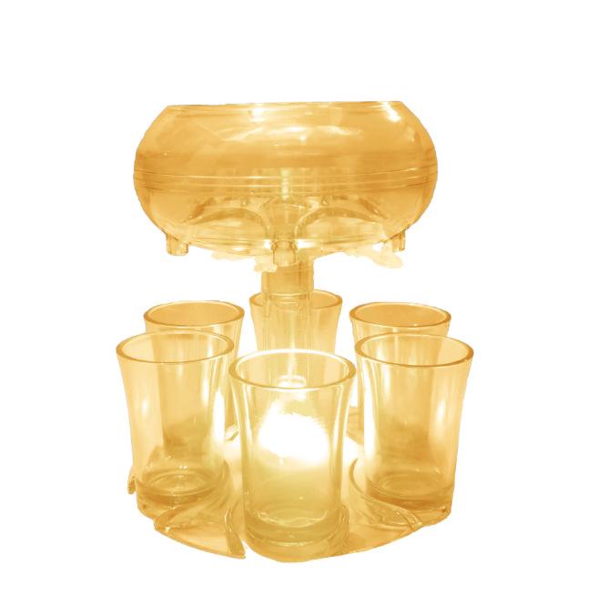 Entertainment Set: Decanter with Six Bullet-Shaped Party Wine Glasses
