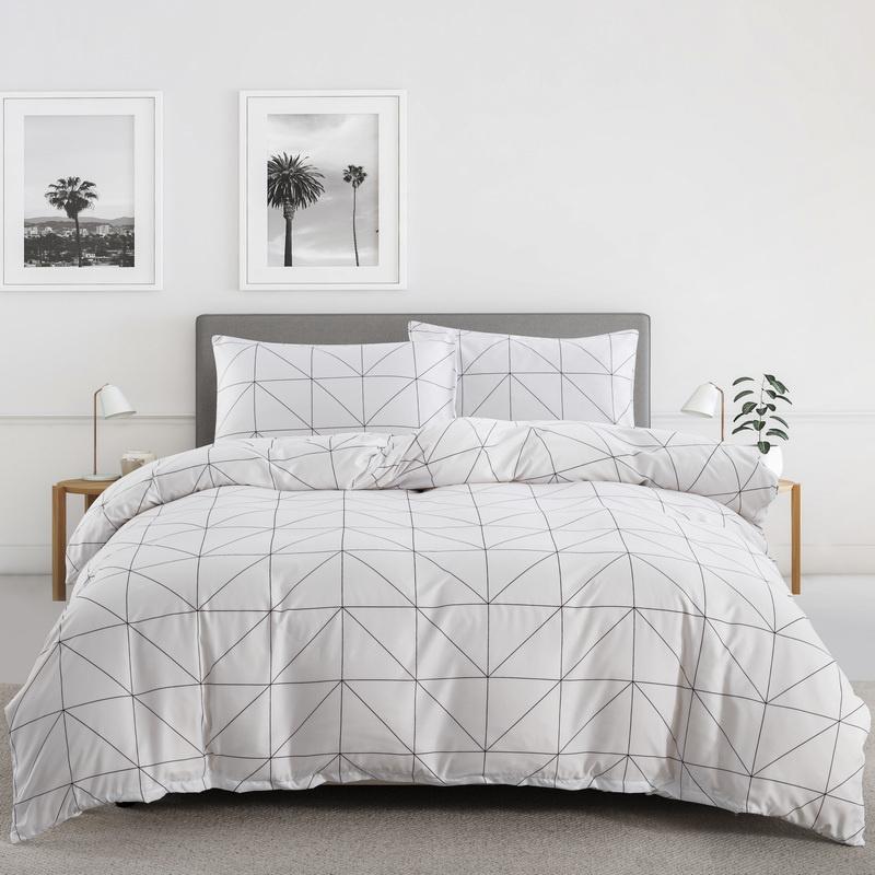 Abstract Geometric Duvet Cover Full Queen Size Wave Pattern Bedding Set Farmhouse Comforter Cover Microfiber Chevron Quilt Cover