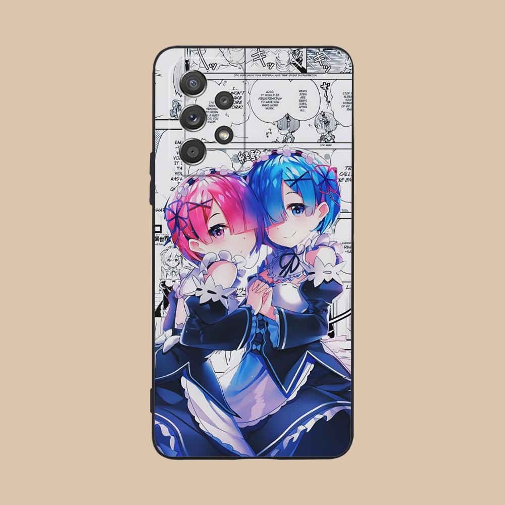 Чехол ReZero Rem Ram Матовый ТПУ для мобильного телефона Samsung Galaxy M55 54 42 35 34 33 32 23 22 15 14 13 12 F55 5G Цветная обложка