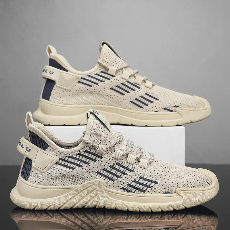 Спортивная обувь для мужчин весна и лето новый стиль дышащая летающая сетка мужская обувь для студентов повседневная беговая обувь для зеленых модных трендовых