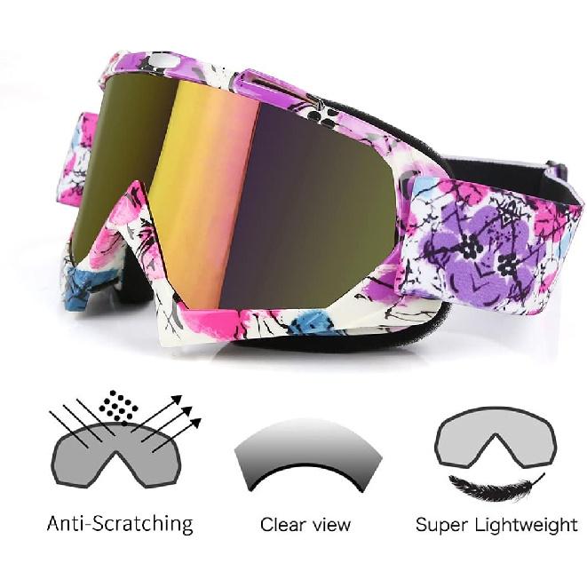 JAMIEWIN Motocross Goggles - ATV Dirt Bike Motorcycle UTV MX Offroad Riding Goggles With Anti UV, Dustproof, Anti Fog Lenses For Men, Women, Youth &