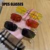 3PCS Retro Metal Frame Lens Sunglasses Vintage Small Oval Square Rectangle Sun Goggles Men Women Eyewear Eyeglasses