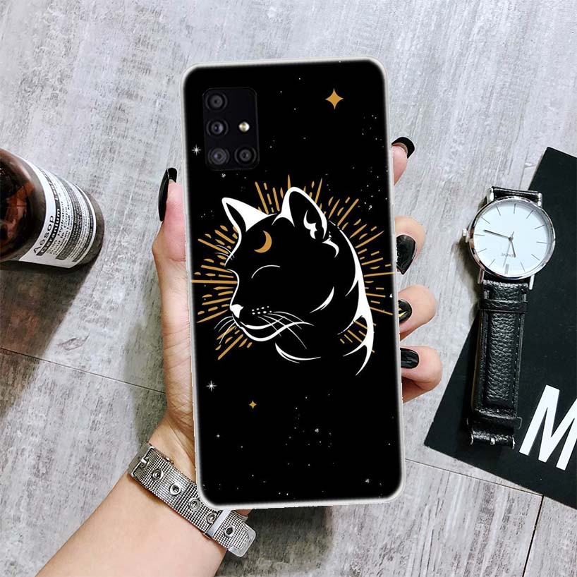 Красочный милый чехол для телефона с ведьмой и котом для Samsung Galaxy A52 A53 A12 A13 A22 A23 A32 A33 A72 A73 A42 A02S A03S 5G A50S, чехол Co
