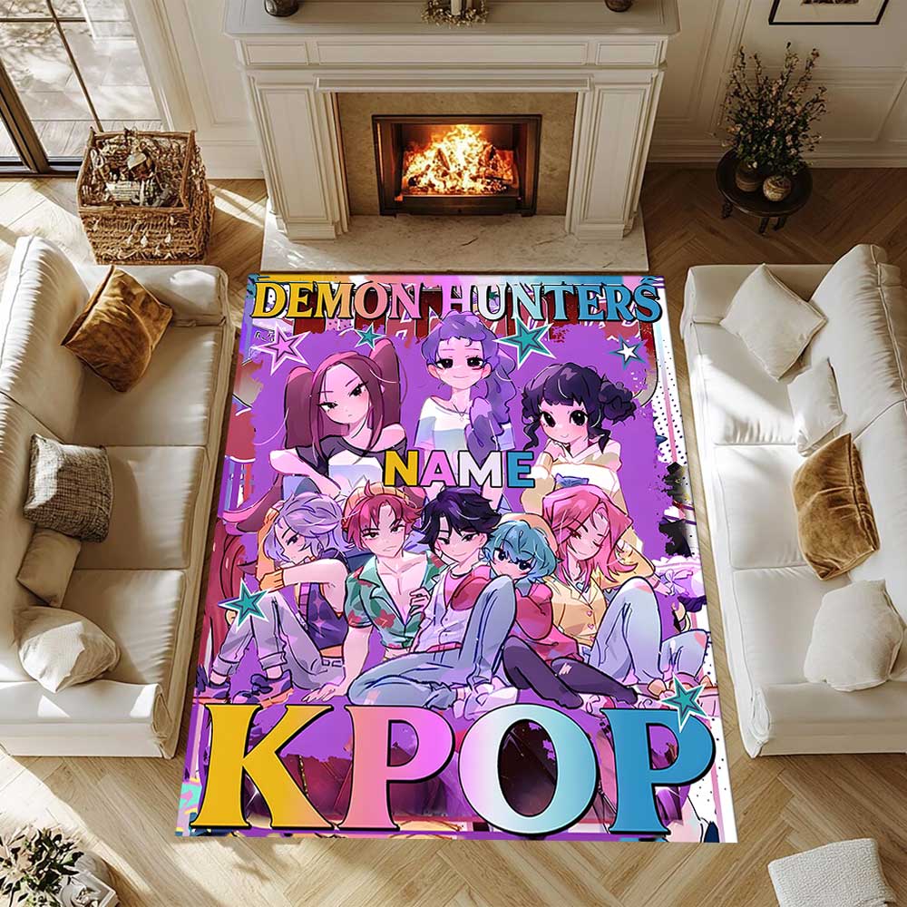 Kpop Demon Hunters Customize your name rug, office chair cushion, home bedroom living room gift.