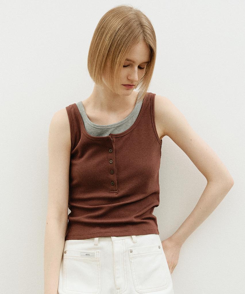 ARTID Layered Sleeveless Top_Brown