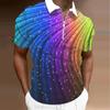 Men's Shirt Polo Casual Zip Short Sleeve Fashion Casual Zipper Summer Spring Regular Fit 3D Multicolored Print Shirt