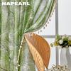 1 шт. NAPEARL полузатемняющие шторы в тропическом стиле с зеленым растительным принтом, небольшие свежие шторы с бахромой для окон, балкона, спальни, гостиной, домашнего декора