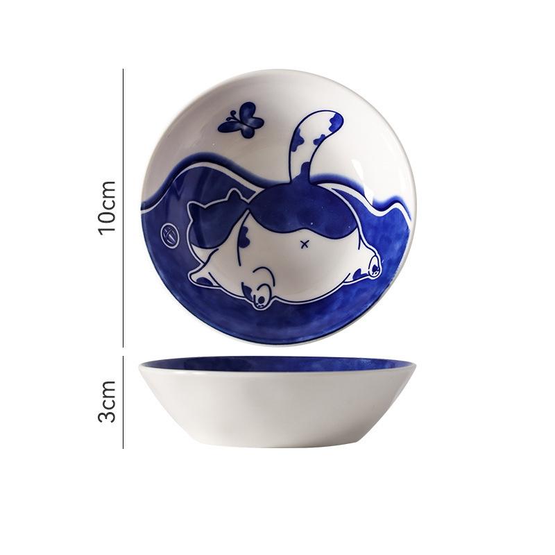 Блюда для соуса в японском стиле, тарелка для суши, керамическая посуда, креативный десерт, милый мультяшный рисунок счастливого кота, тарелка в форме капли воды