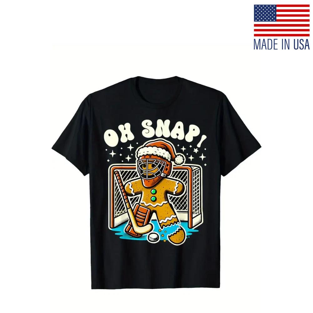 Hockey Goalie Gingerbread Man Funny Christmas Oh Snap Cookie T-Shirt | Inspired