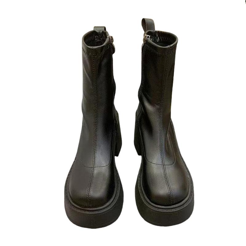 Модные женские ботильоны на высоком каблуке, на платформе, на толстом каблуке, дизайнерские туфли для зимнего платья, 2025, новые, уютные, готические, челси, ботильоны для женщин